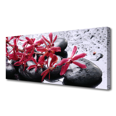 Canvas Wall art Flower stones art black red