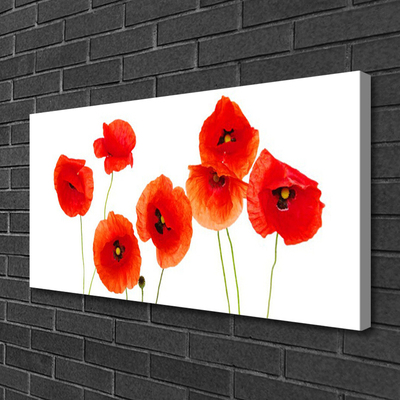 Canvas Wall art Poppies floral red black