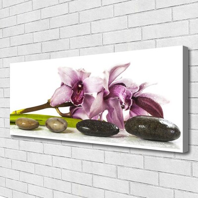 Canvas Wall art Flower stones floral pink grey black