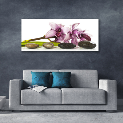 Canvas Wall art Flower stones floral pink grey black