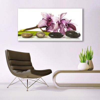 Canvas Wall art Flower stones floral pink grey black