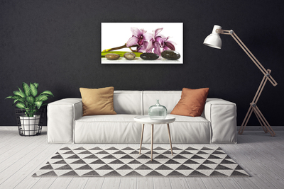 Canvas Wall art Flower stones floral pink grey black