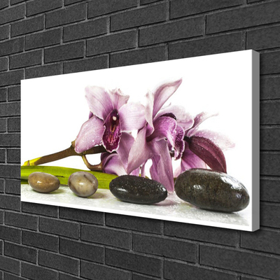 Canvas Wall art Flower stones floral pink grey black