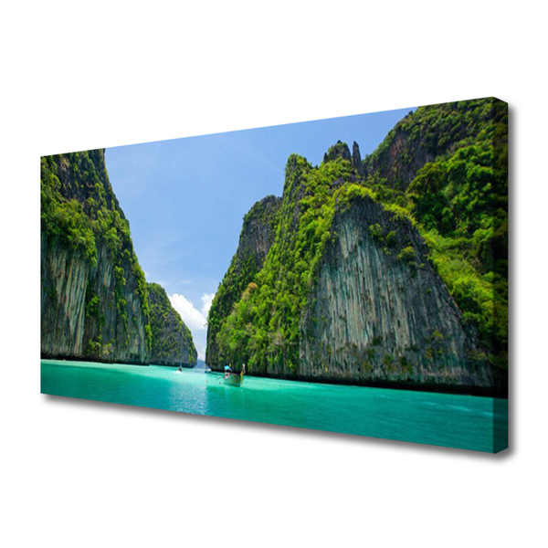 Canvas Wall art Booked landscape blue grey green