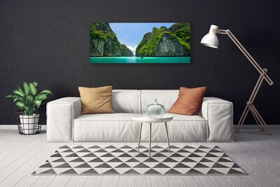 Canvas Wall art Booked landscape blue grey green