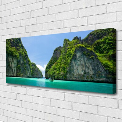 Canvas Wall art Booked landscape blue grey green