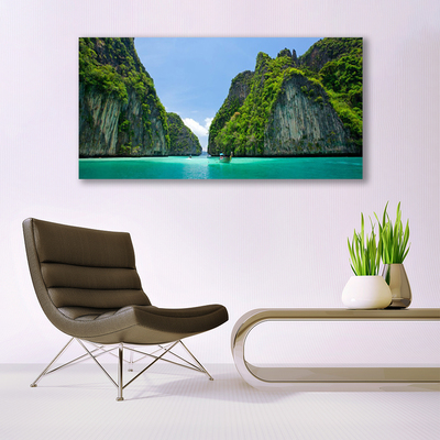 Canvas Wall art Booked landscape blue grey green