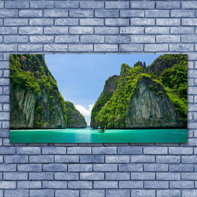 Canvas Wall art Booked landscape blue grey green