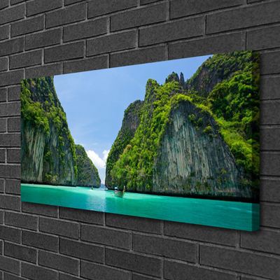 Canvas Wall art Booked landscape blue grey green