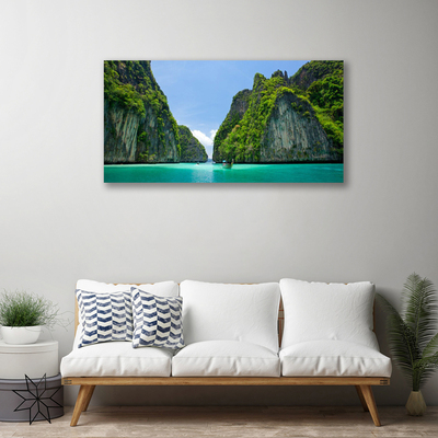 Canvas Wall art Booked landscape blue grey green