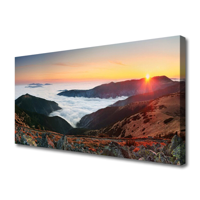 Canvas Wall art Booked landscape brown grey white yellow