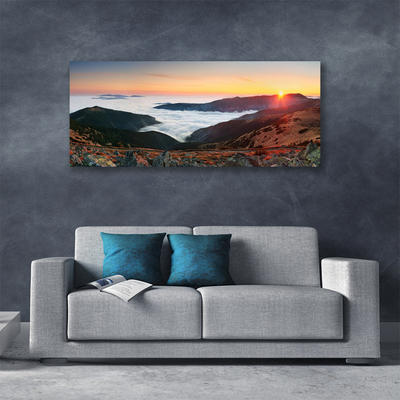 Canvas Wall art Booked landscape brown grey white yellow