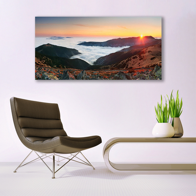 Canvas Wall art Booked landscape brown grey white yellow