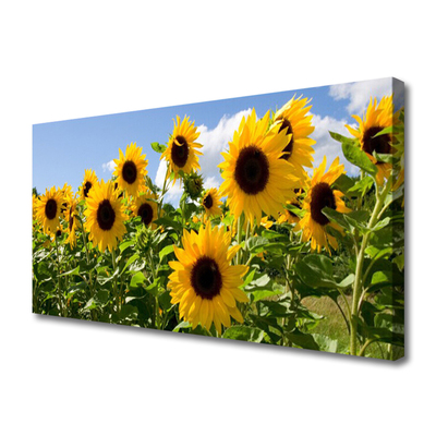 Canvas Wall art Sunflowers floral brown yellow green