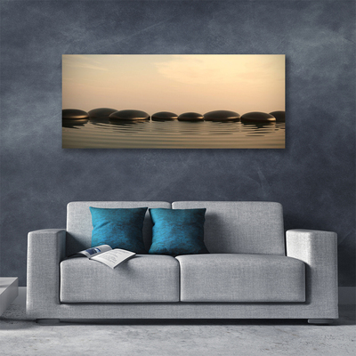 Canvas Wall art Stones water art black grey