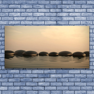 Canvas Wall art Stones water art black grey