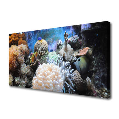Canvas Wall art Coral reef nature grey white yellow