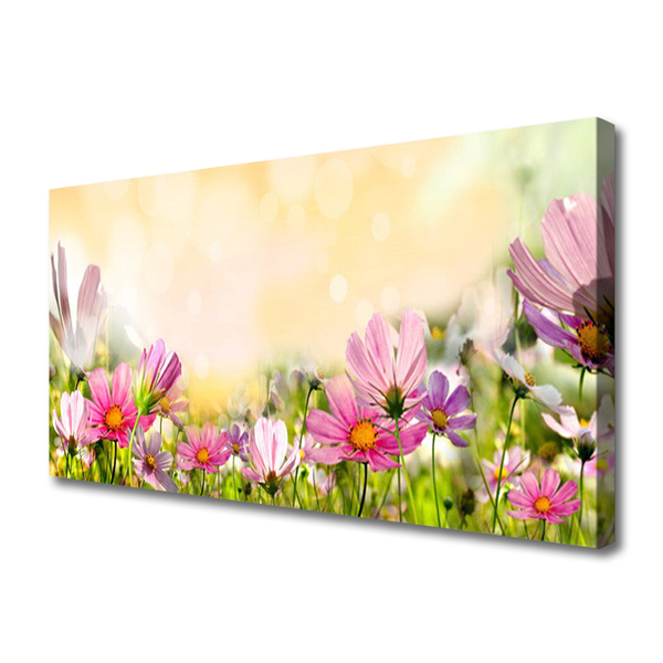 Canvas Wall art Flowers nature pink yellow green