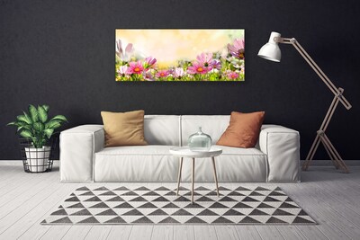 Canvas Wall art Flowers nature pink yellow green