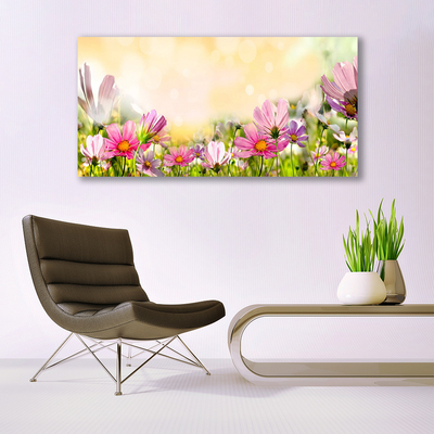 Canvas Wall art Flowers nature pink yellow green