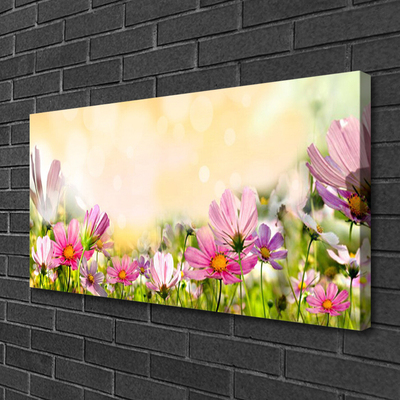 Canvas Wall art Flowers nature pink yellow green