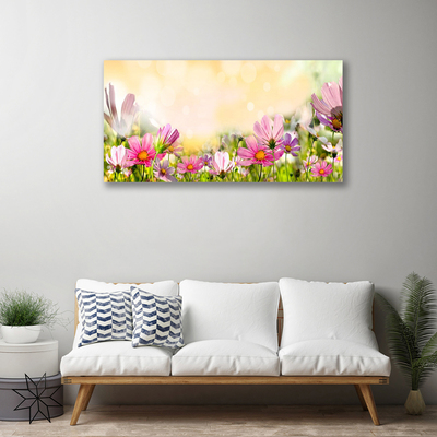 Canvas Wall art Flowers nature pink yellow green