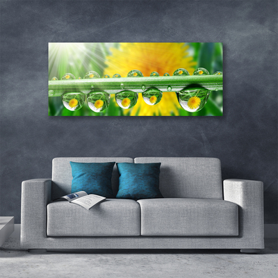 Canvas Wall art Stem dew drops floral green