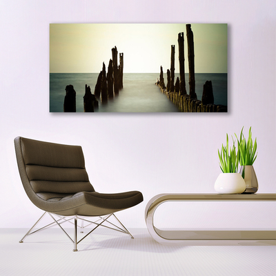 Canvas Wall art Sea landscape grey blue