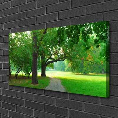 Canvas Wall art Footpath trees nature brown green
