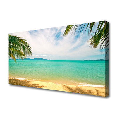 Canvas Wall art Sea beach landscape blue yellow