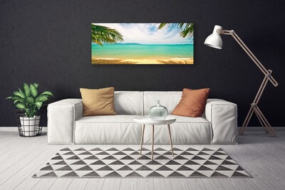 Canvas Wall art Sea beach landscape blue yellow