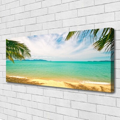 Canvas Wall art Sea beach landscape blue yellow