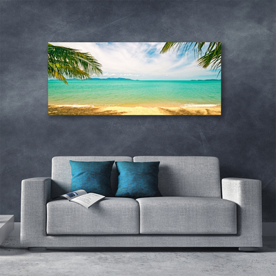 Canvas Wall art Sea beach landscape blue yellow