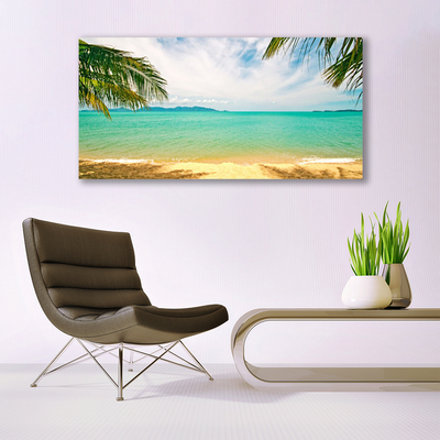 Canvas Wall art Sea beach landscape blue yellow