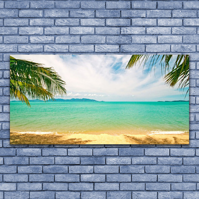 Canvas Wall art Sea beach landscape blue yellow