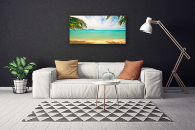 Canvas Wall art Sea beach landscape blue yellow