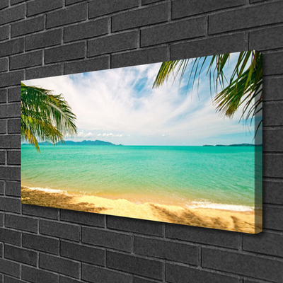 Canvas Wall art Sea beach landscape blue yellow