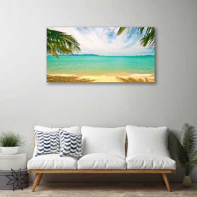 Canvas Wall art Sea beach landscape blue yellow