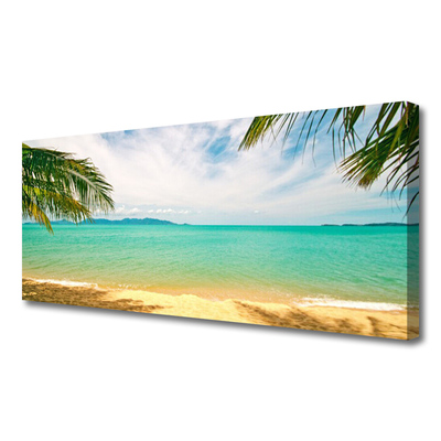 Canvas Wall art Sea beach landscape blue yellow