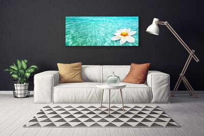 Canvas Wall art Water flower art blue white