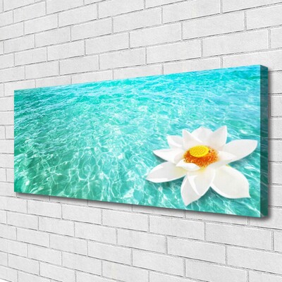 Canvas Wall art Water flower art blue white