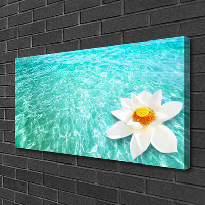 Canvas Wall art Water flower art blue white