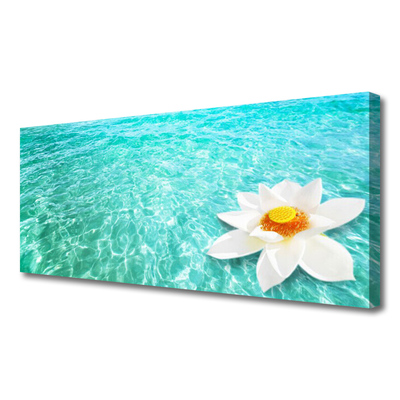 Canvas Wall art Water flower art blue white