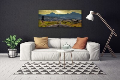 Canvas Wall art Road mountain landscape black green blue