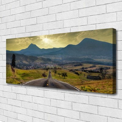 Canvas Wall art Road mountain landscape black green blue