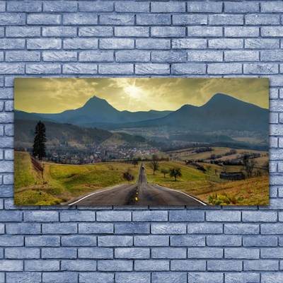 Canvas Wall art Road mountain landscape black green blue