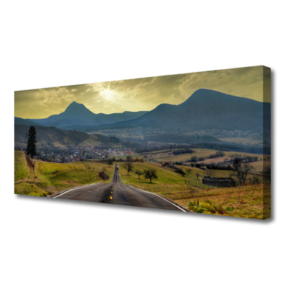 Canvas Wall art Road mountain landscape black green blue