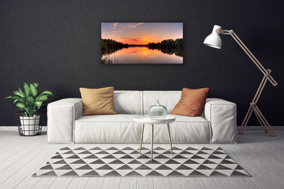 Canvas Wall art Lake forest landscape yellow greengrey