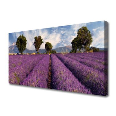 Canvas Wall art Meadow trees nature pink green