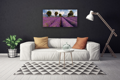 Canvas Wall art Meadow trees nature pink green